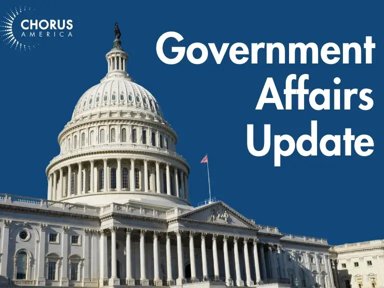 Picture of capital with words "government affairs update"